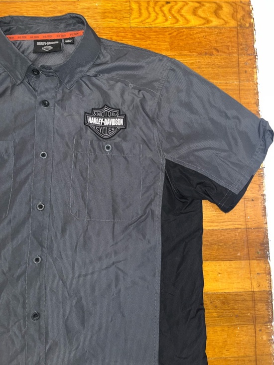 Harley-Davidson Men’s Short-Sleeve Button Shirt — Charcoal & Black - Picture 4 of 10